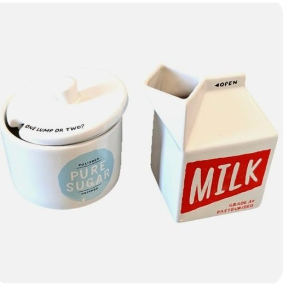 Kate Spade Lenox All in Good Taste "Piping Hot" Milk Carton Creamer & Sugar Bowl
